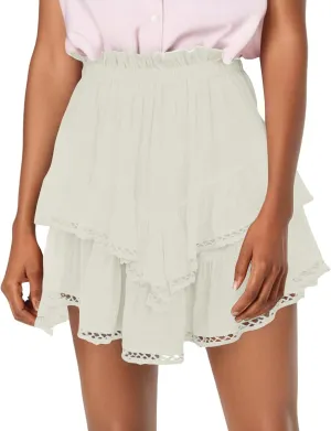 Flowy Asymmetrical Skirt for Women Trendy Casual Ruffle Tiered High Waisted Mini Skirts Summer Golf Tennis Shorts