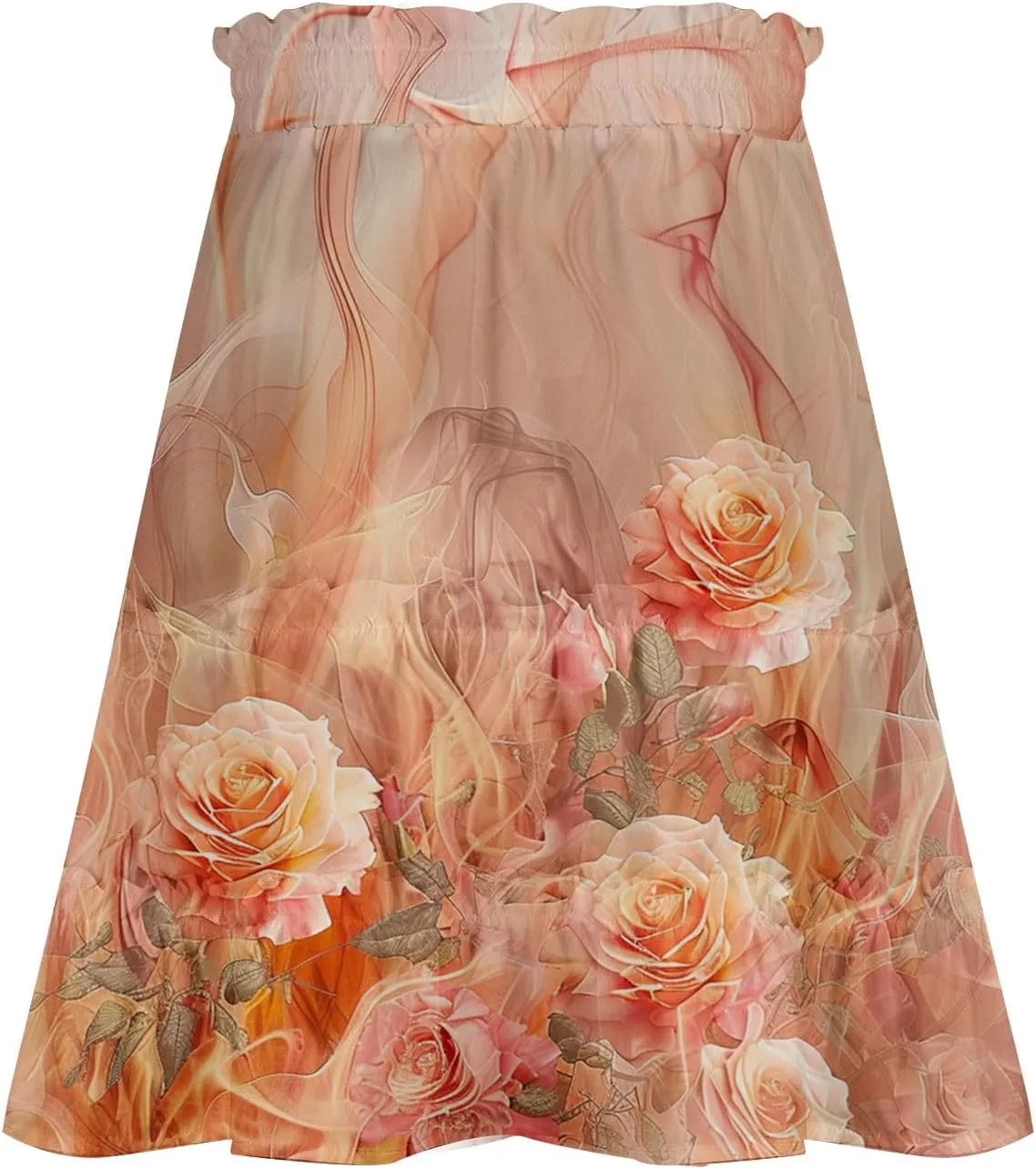 Flowy Floral Mini Skirts for Women High Waisted Boho Skirt Elastic Drawstring Tiered Skirts Ruffle Beach Skirt