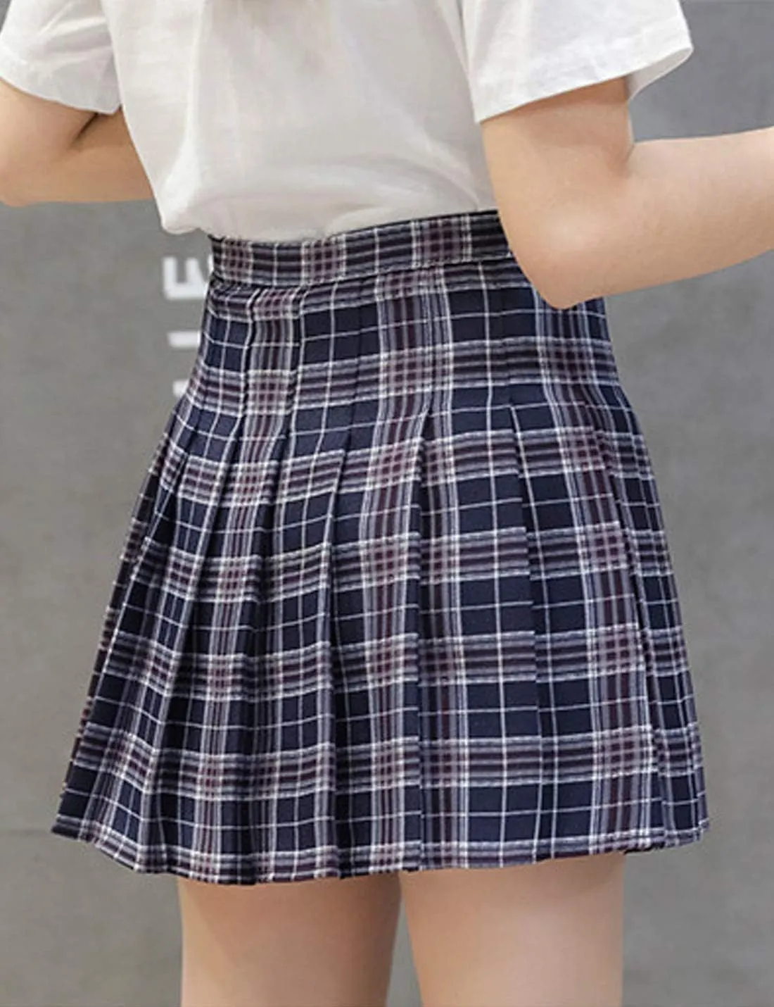 Flygo Women's Casual Elastic High Waist Pleated Slim Mini A-line Skirt