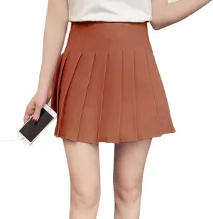 Flygo Women's Casual Elastic High Waist Pleated Slim Mini A-line Skirt