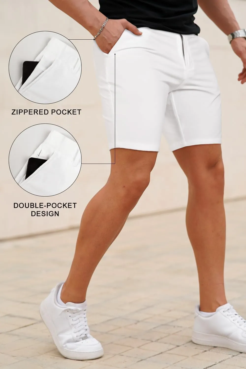 GINGTTO Mens Casual Shorts Stretch Slim Fit Quick Dry 9 Inch Inseam