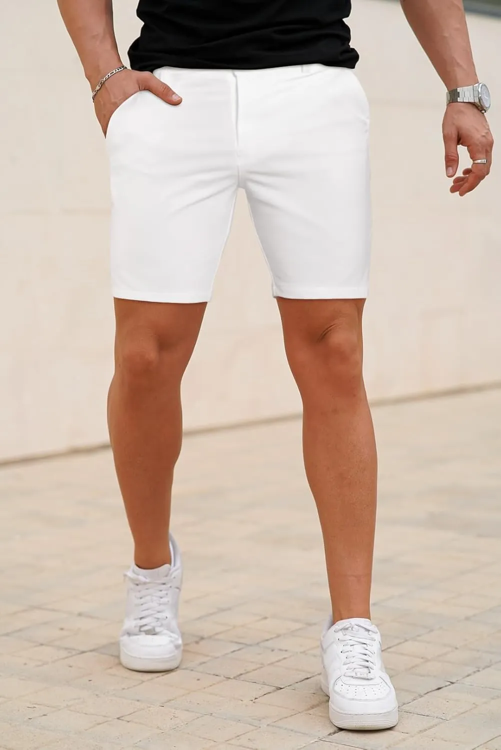 GINGTTO Mens Casual Shorts Stretch Slim Fit Quick Dry 9 Inch Inseam