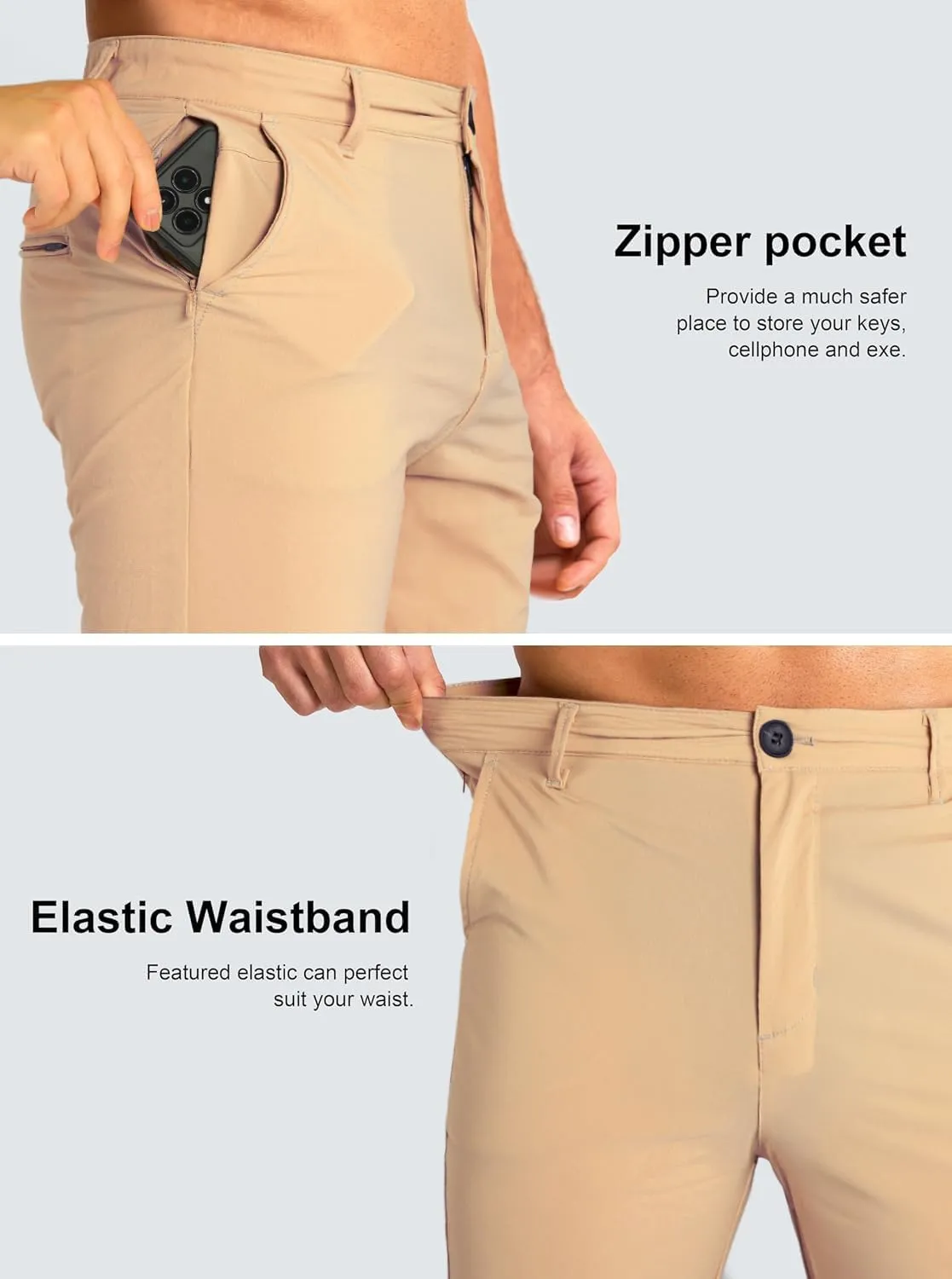 GINGTTO Mens Casual Shorts Stretch Slim Fit Quick Dry 9 Inch Inseam