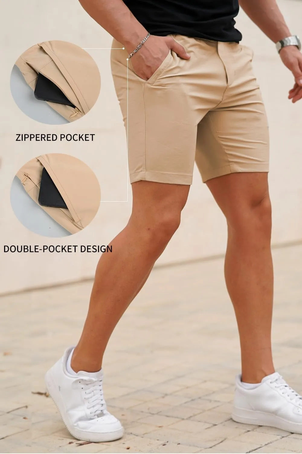 GINGTTO Mens Casual Shorts Stretch Slim Fit Quick Dry 9 Inch Inseam