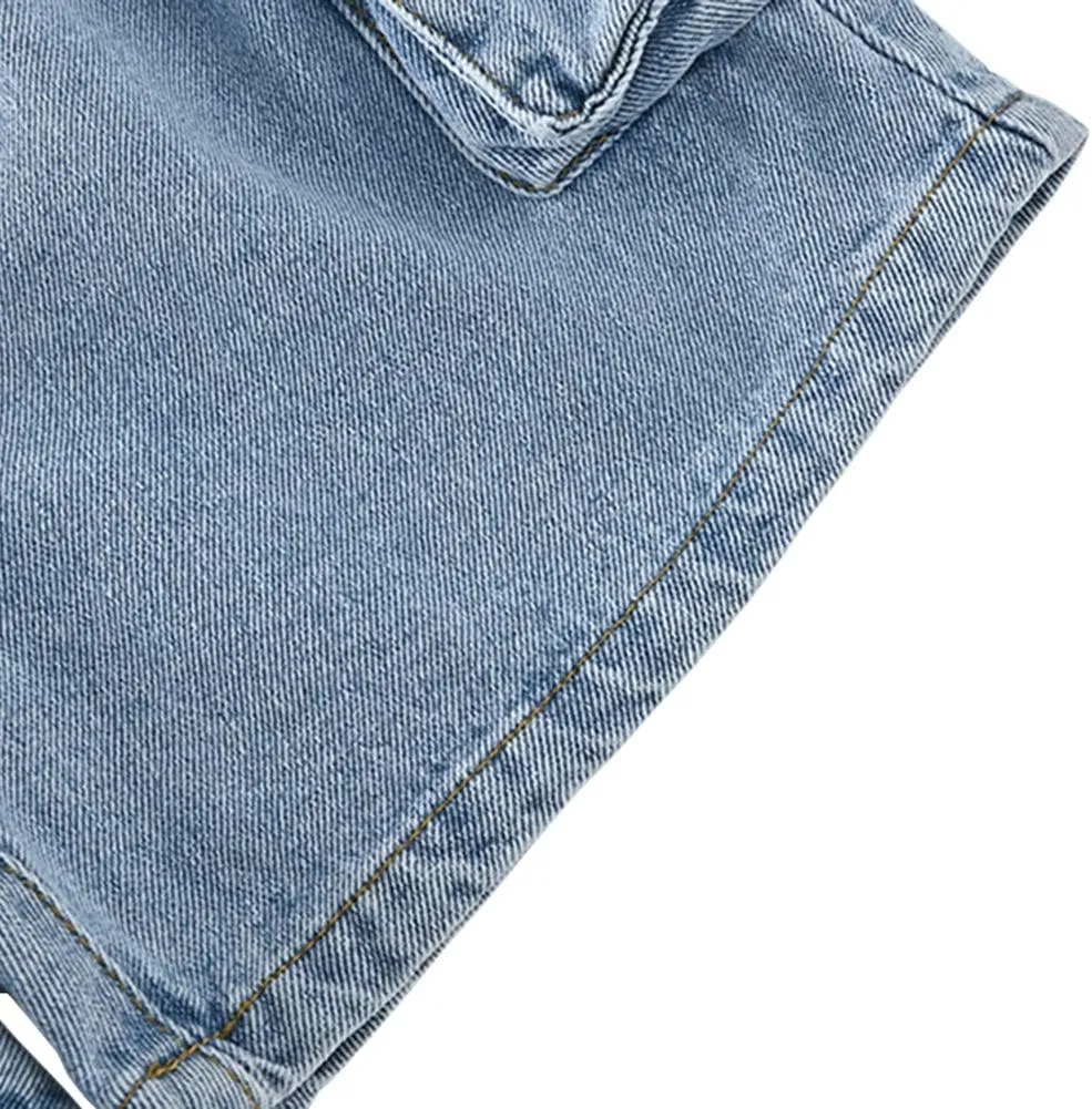 Girls' Casual Stretch High Waisted Denim Shorts with Pockets