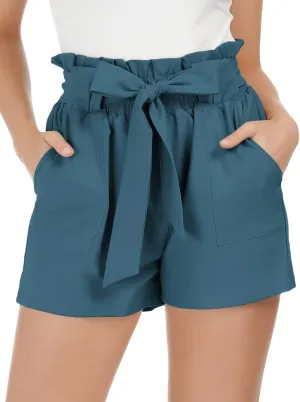 GRACE KARIN Women Summer Casual Shorts with Pockets Bowknot Tie Waist