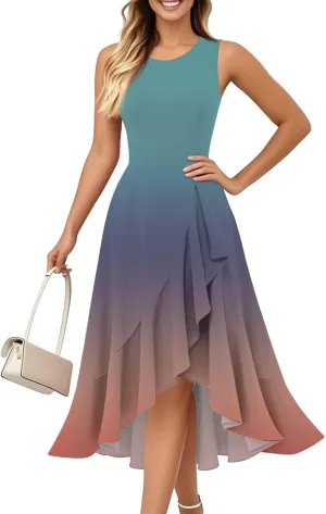 Graduation Dresses for Women 2025 Summer Wrap High Low Midi Dress Ruffle Cocktail Wedding Guest Dress with Slit