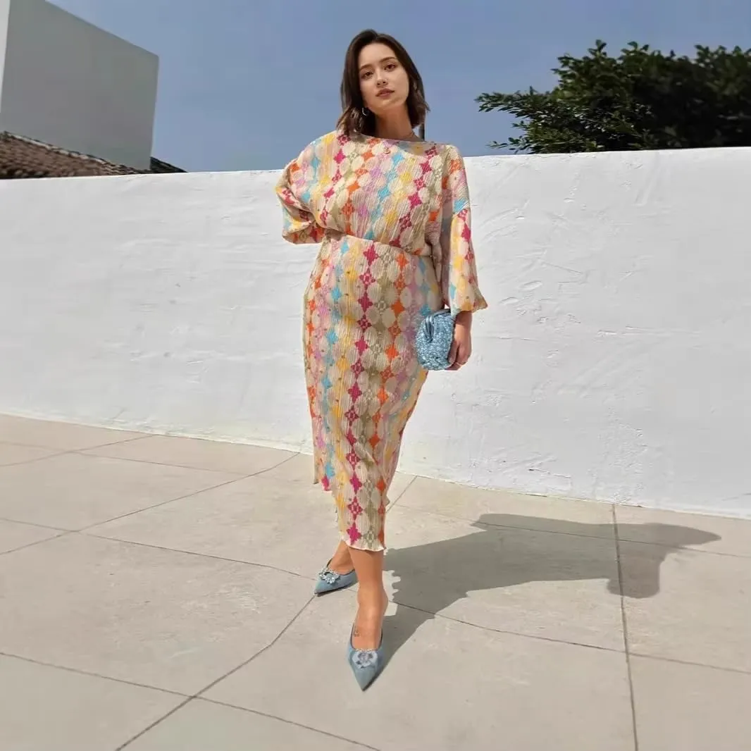 GUOYUXIAO Women's V-Neck Dress Summer A-Line Skirt
