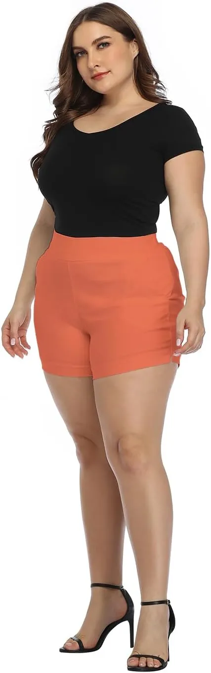 HDE Women's Plus Size Chino Shorts High Waisted 4" Inseam Summer Casual Shorts
