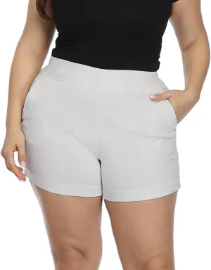 HDE Women's Plus Size Chino Shorts High Waisted 4" Inseam Summer Casual Shorts