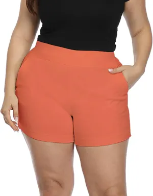 HDE Women's Plus Size Chino Shorts High Waisted 4" Inseam Summer Casual Shorts