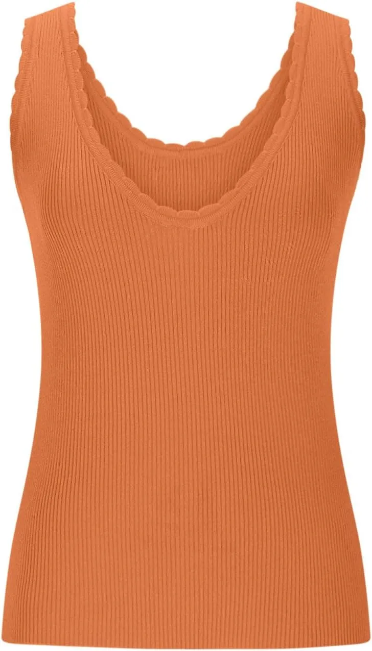 HGps8w Lace Trim Tank Tops for Women Fitted Casual Sleeveless Scoop Neck Ribbed Basic Cami Tee Shirts