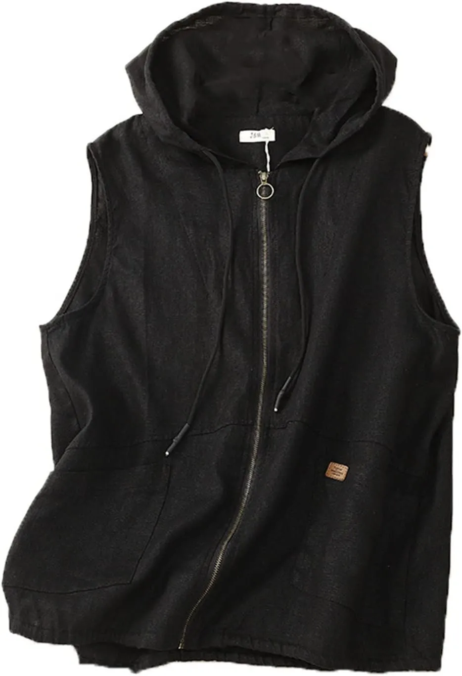 HGps8w Womens Cotton Linen Zip Up Hoodies Lightweight Casual Sleeveless Cardigans Jackets Military Utility Vest with Pockets