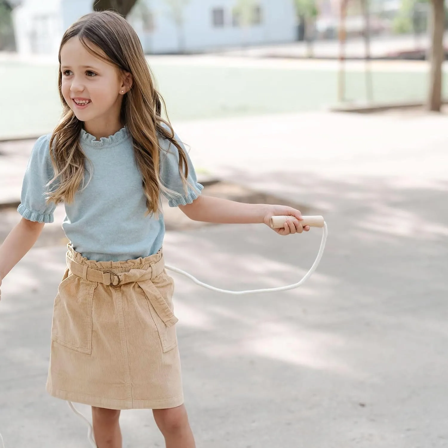Hope & Henry Girls' A-Line Skirt with Snap Front