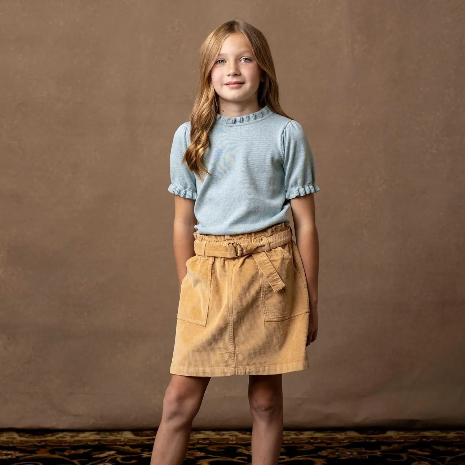 Hope & Henry Girls' A-Line Skirt with Snap Front