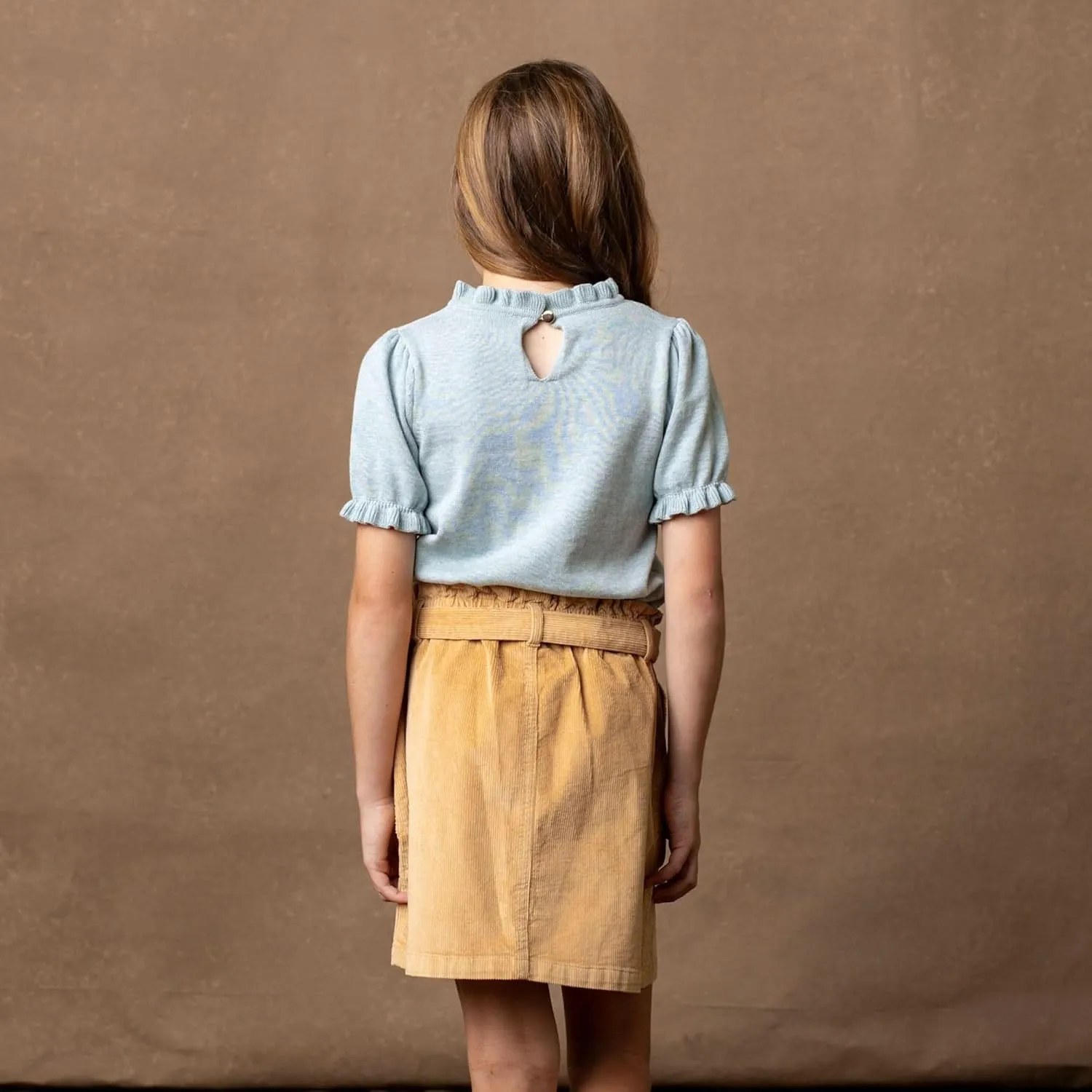 Hope & Henry Girls' A-Line Skirt with Snap Front