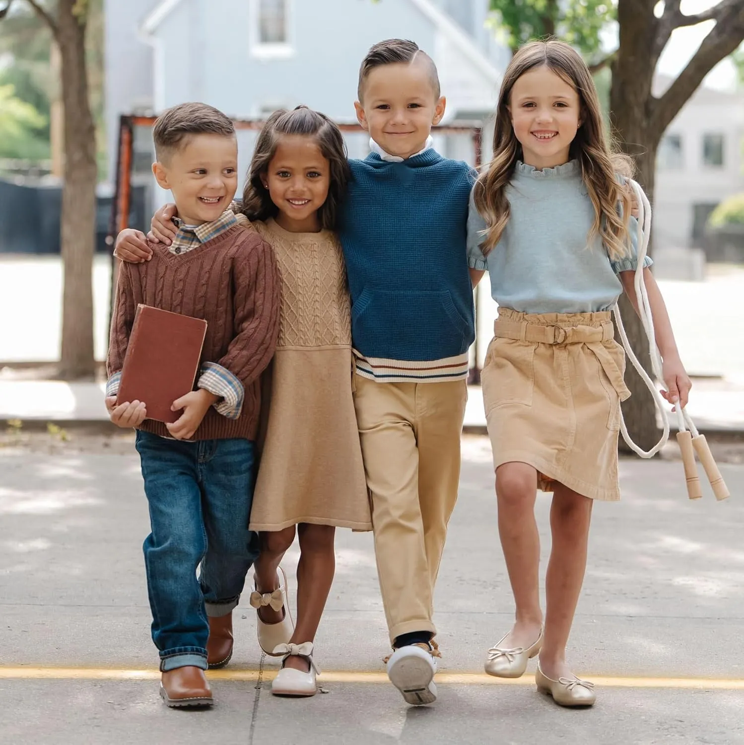 Hope & Henry Girls' A-Line Skirt with Snap Front