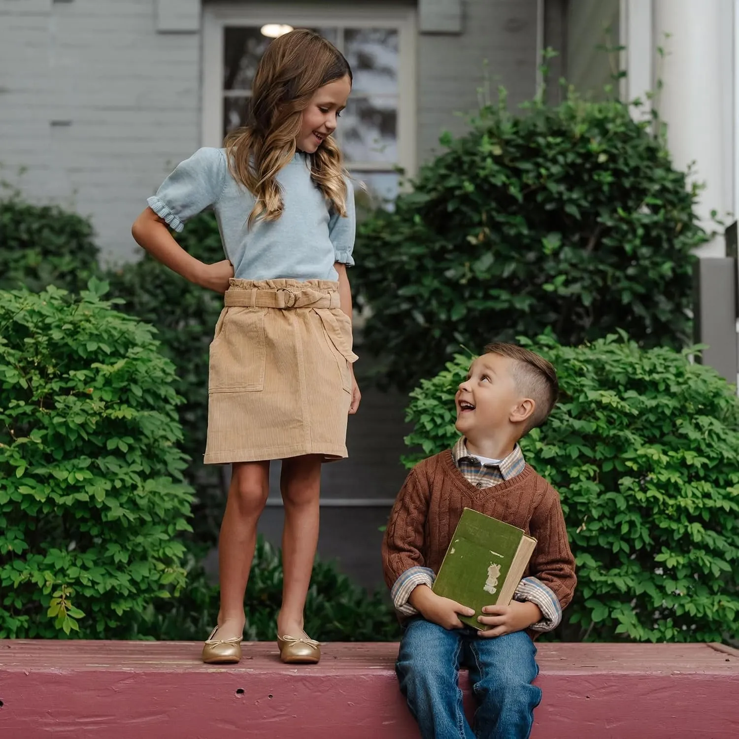 Hope & Henry Girls' A-Line Skirt with Snap Front