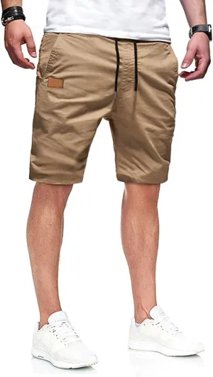 JMIERR Mens Casual Shorts - Cotton Drawstring Summer Beach Stretch Twill Chino Golf Shorts