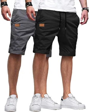 JMIERR Mens Casual Shorts - Cotton Drawstring Summer Beach Stretch Twill Chino Golf Shorts