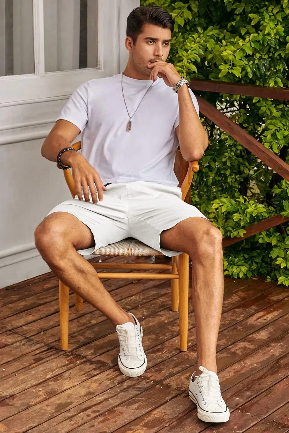 JMIERR Mens Casual Shorts - Cotton Drawstring Summer Beach Stretch Twill Chino Golf Shorts