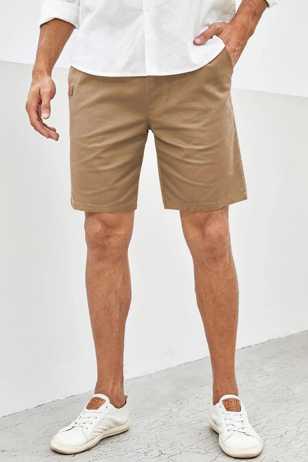 JMIERR Mens Casual Shorts - Cotton Drawstring Summer Beach Stretch Twill Chino Golf Shorts