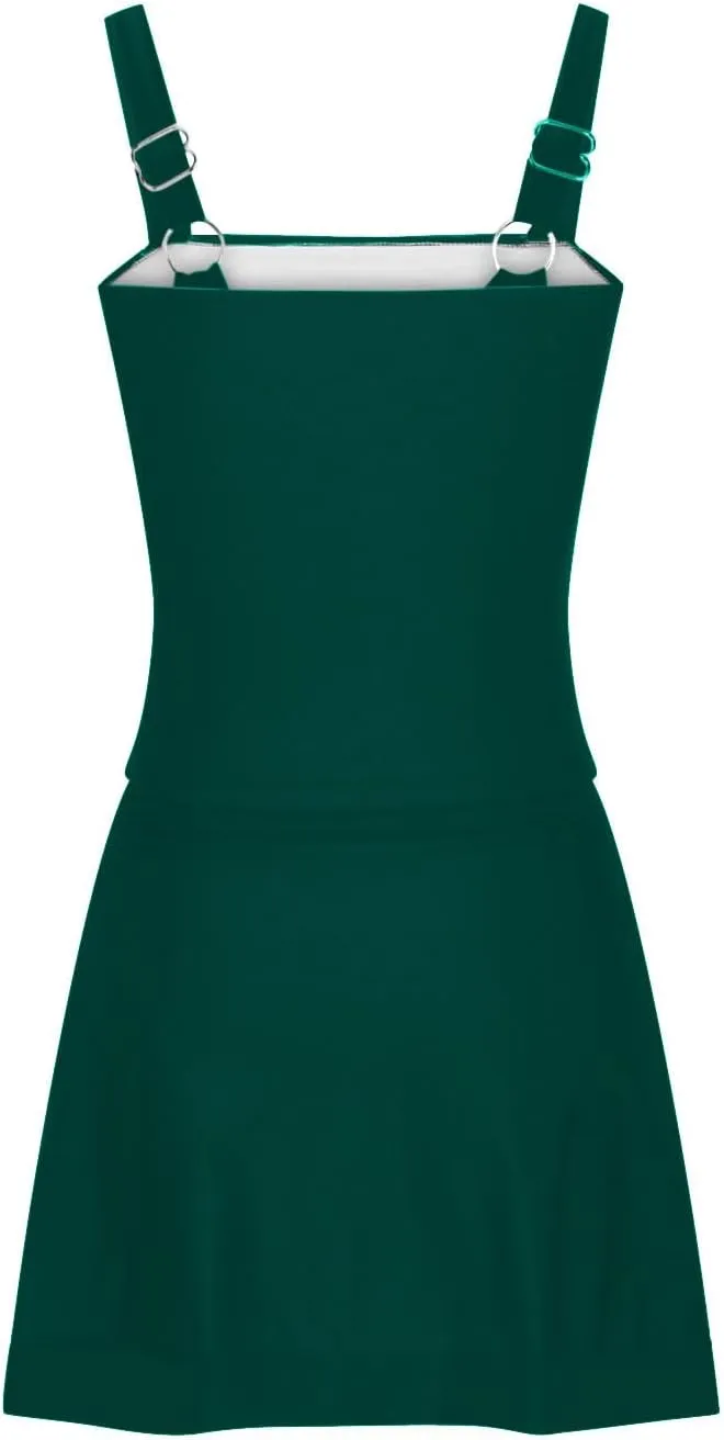jsaierl Swimdress for Women 2 Piece Bathing Suits Adjustable Strap Ruched Tummy Control Swimwear Solid Swim Tank with Skirts