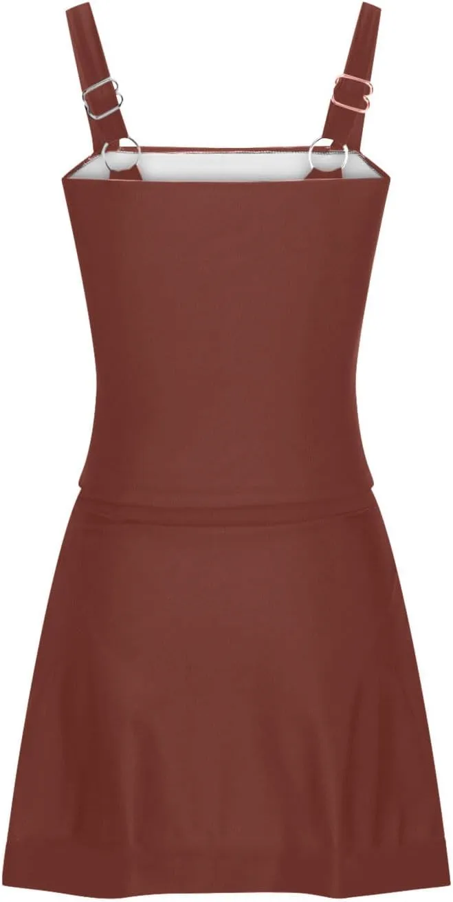jsaierl Swimdress for Women 2 Piece Bathing Suits Adjustable Strap Ruched Tummy Control Swimwear Solid Swim Tank with Skirts