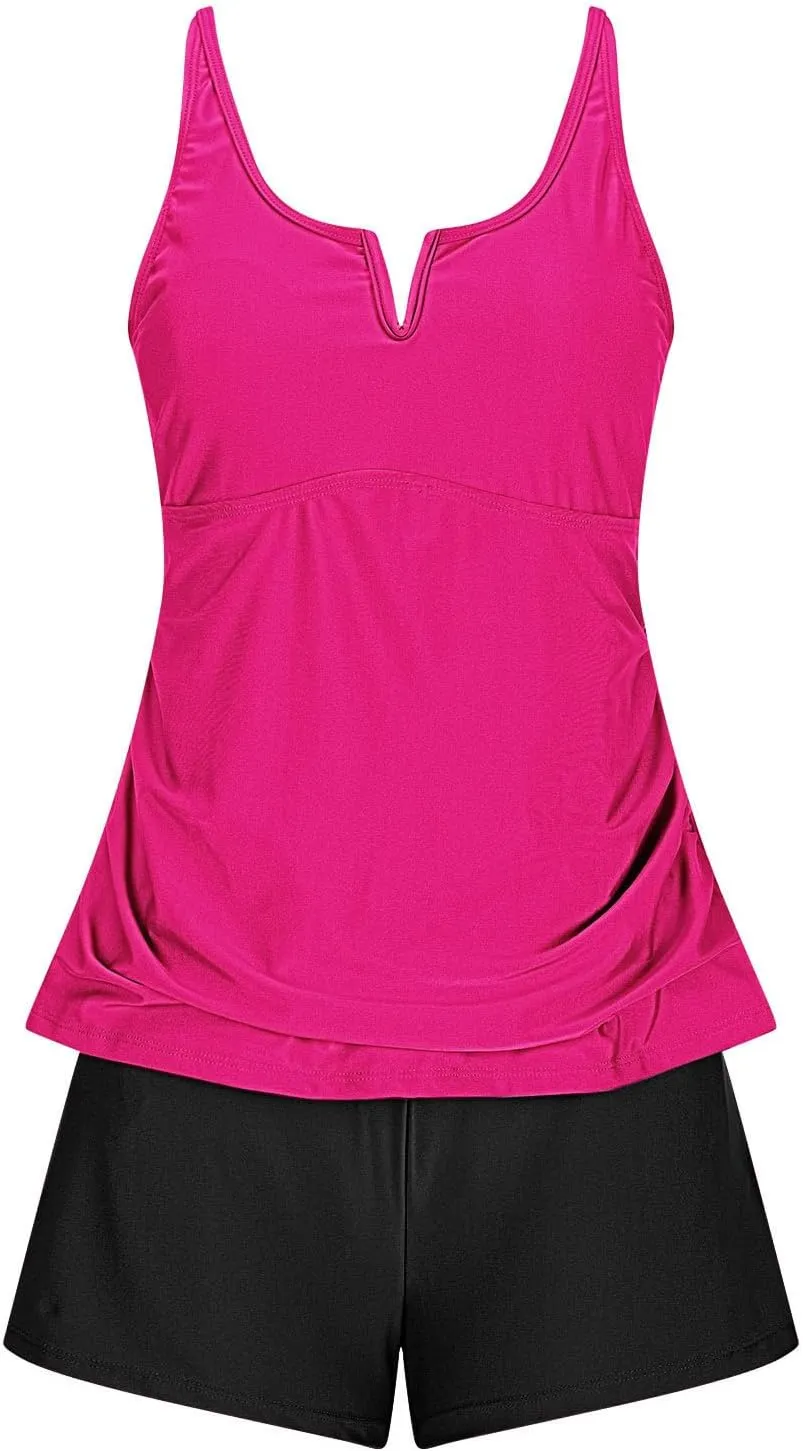 jsaierl Tankini Swimsuits for Women 2025 Athletic Swimwear Slimming Tummy Control Ruched 2 Piece Bating Suits Beachwear