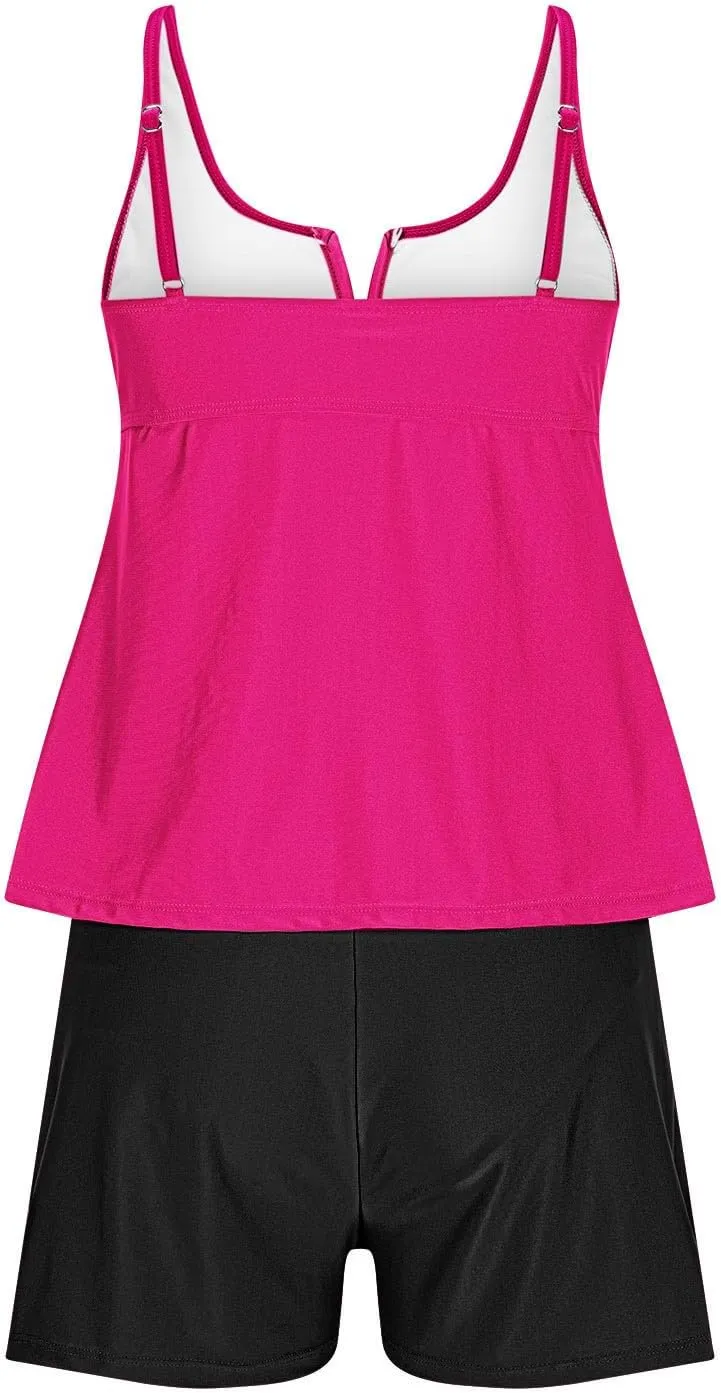 jsaierl Tankini Swimsuits for Women 2025 Athletic Swimwear Slimming Tummy Control Ruched 2 Piece Bating Suits Beachwear