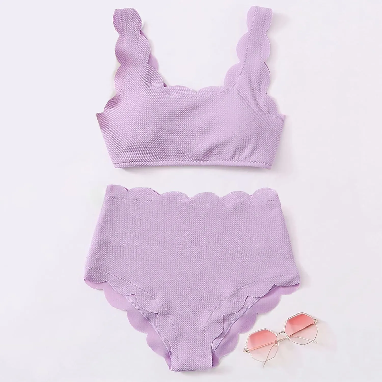 jsaierl Women Two Piece Swimsuits Sexy Bikini Sets 2025 Summer Fashion Slimming Tummy Control Padded Bathing Suit with Bottom