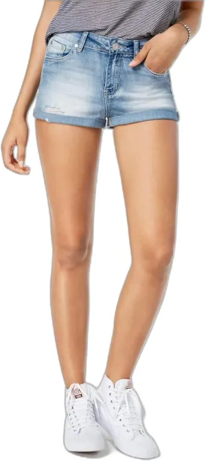 Juniors High Waisted Cuffed Denim Shorts Arcadia with Destruction 11