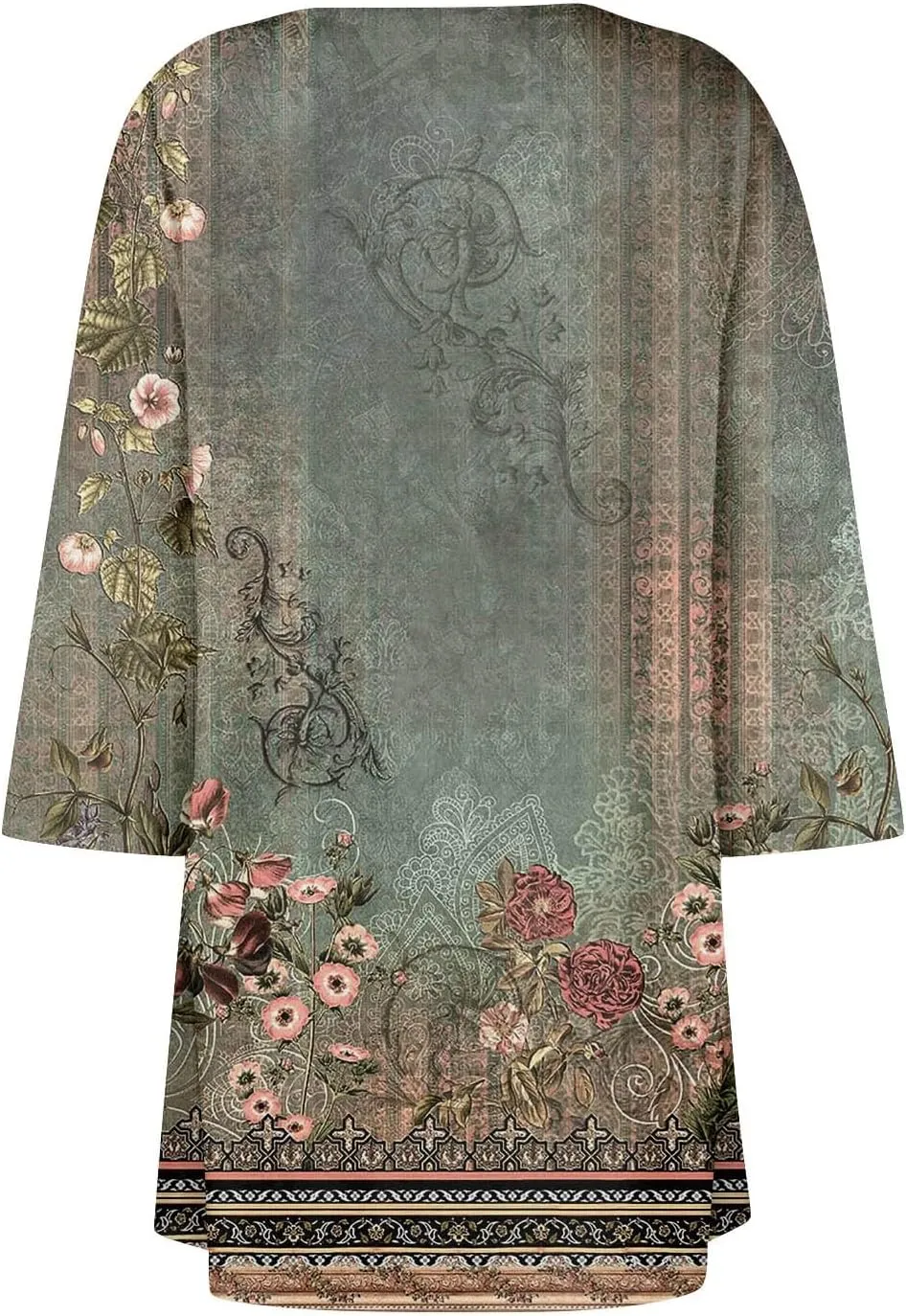 Kimono Cardigan 3/4 Sleeve Cardigan for Women,Plus Size Gradient Open Front Lightweight Summer Cardigan with Pocket