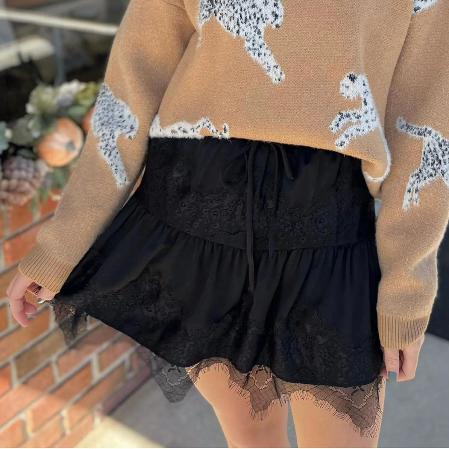 Lace Trim Mini Skirts for Women Flowy Ruffle Short Skirt Pleated Half Slip Skirt Y2k Layered Skirt Streetwear