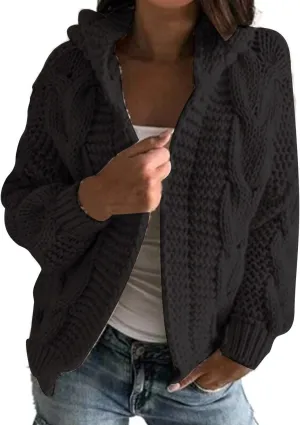 Ladies Knit Pocket Cardigan Long Sleeve Sweater Casual Loose Sweater Jacket Plus Size Cardigan Sweater