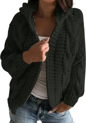 Ladies Knit Pocket Cardigan Long Sleeve Sweater Casual Loose Sweater Jacket Plus Size Cardigan Sweater