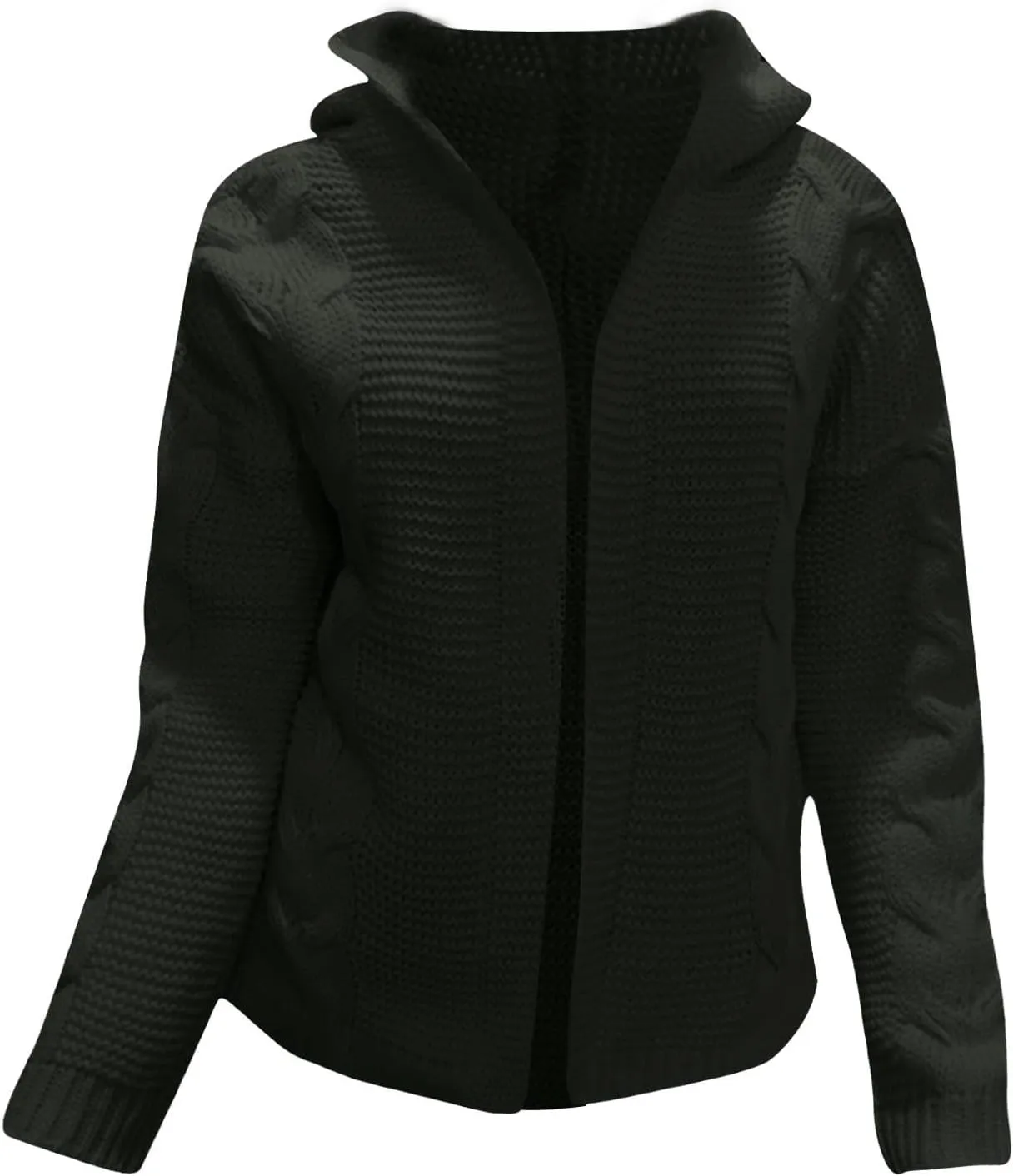 Ladies Knit Pocket Cardigan Long Sleeve Sweater Casual Loose Sweater Jacket Plus Size Cardigan Sweater