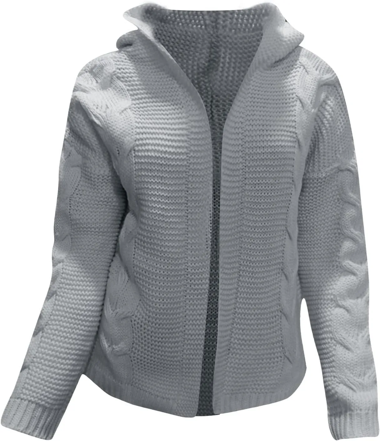 Ladies Knit Pocket Cardigan Long Sleeve Sweater Casual Loose Sweater Jacket Plus Size Cardigan Sweater