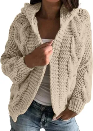 Ladies Knit Pocket Cardigan Long Sleeve Sweater Jacket Casual Loose Sweater Jacket Lightweight Down Coat