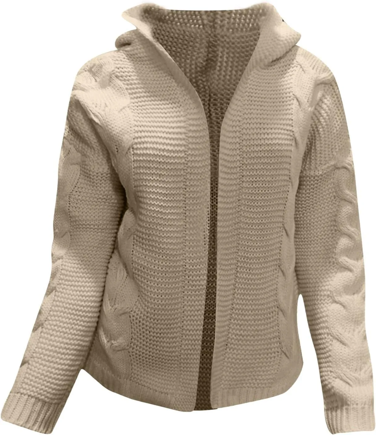 Ladies Knit Pocket Cardigan Long Sleeve Sweater Jacket Casual Loose Sweater Jacket Lightweight Down Coat