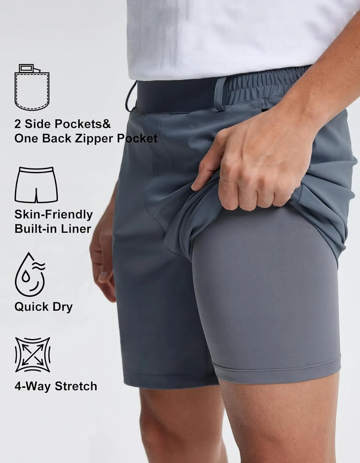 Libin Men's 7" Golf Shorts Athletic Workout Shorts with Liner Gym Running Casual Shorts