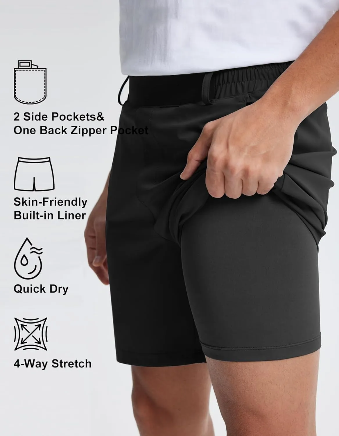 Libin Men's 7" Golf Shorts Athletic Workout Shorts with Liner Gym Running Casual Shorts