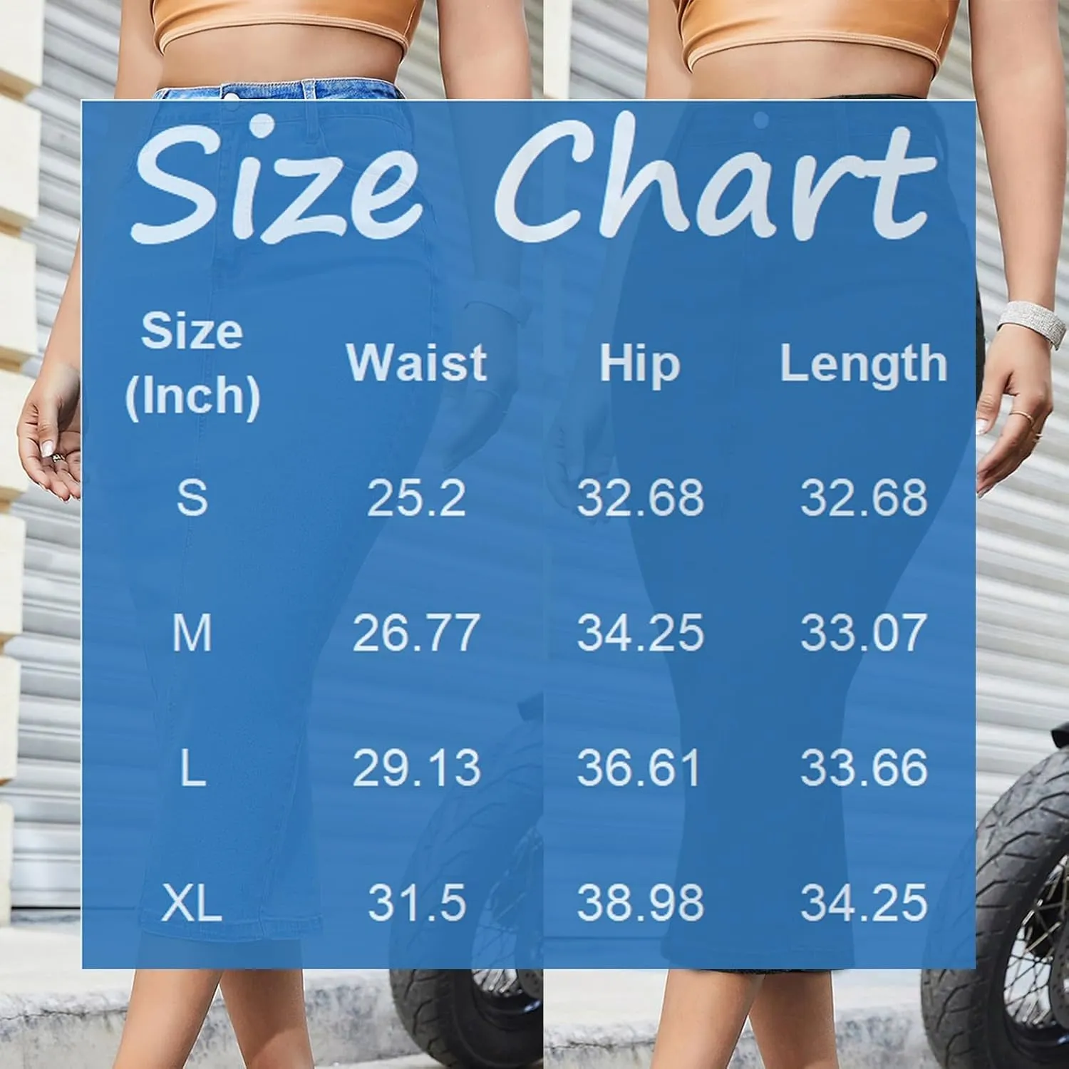 Long Jean Skirts for Women Denim Midi Skirt Stretchy Bodycon Skirt High Waisted Back Slit A Line Skirts with Pockets