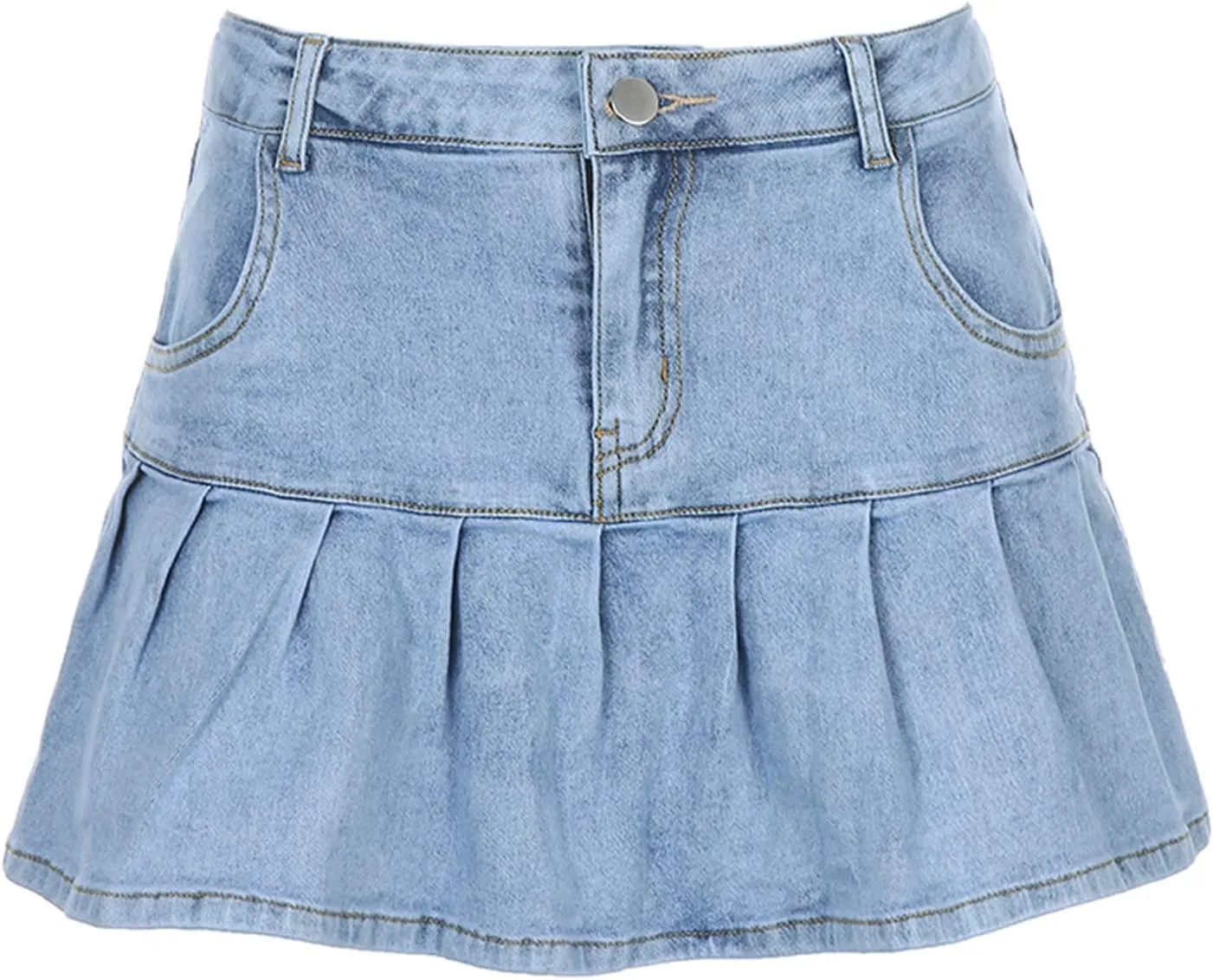 Low Rise Cargo Mini Skirts for Women Sexy Pleated Mini Skirt Fashion Clubwear Streetwear Denim Mini Skirt