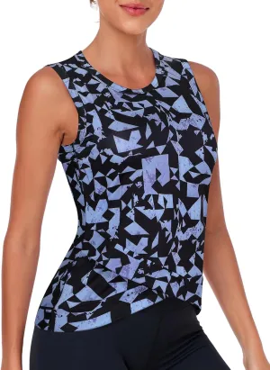 LURANEE Women's Workout Athletic Tank Tops Quick Dry Sun Protection Yoga Gym Crop Sleeveless Shirts