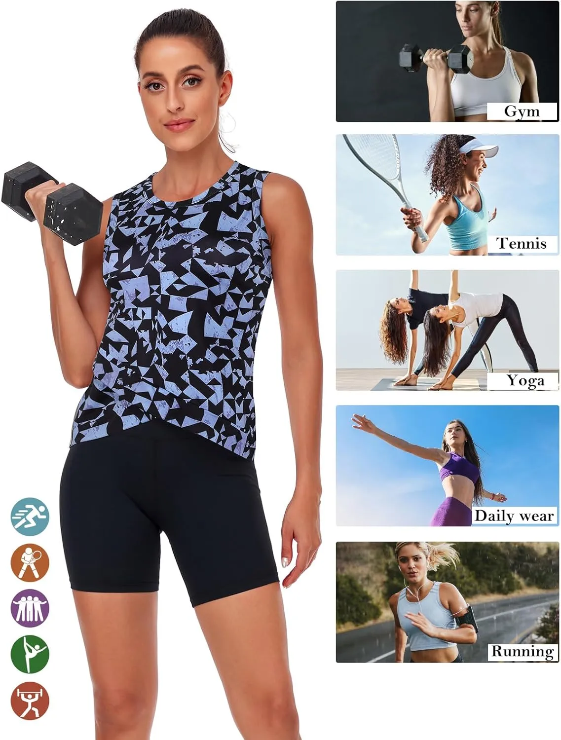 LURANEE Women's Workout Athletic Tank Tops Quick Dry Sun Protection Yoga Gym Crop Sleeveless Shirts