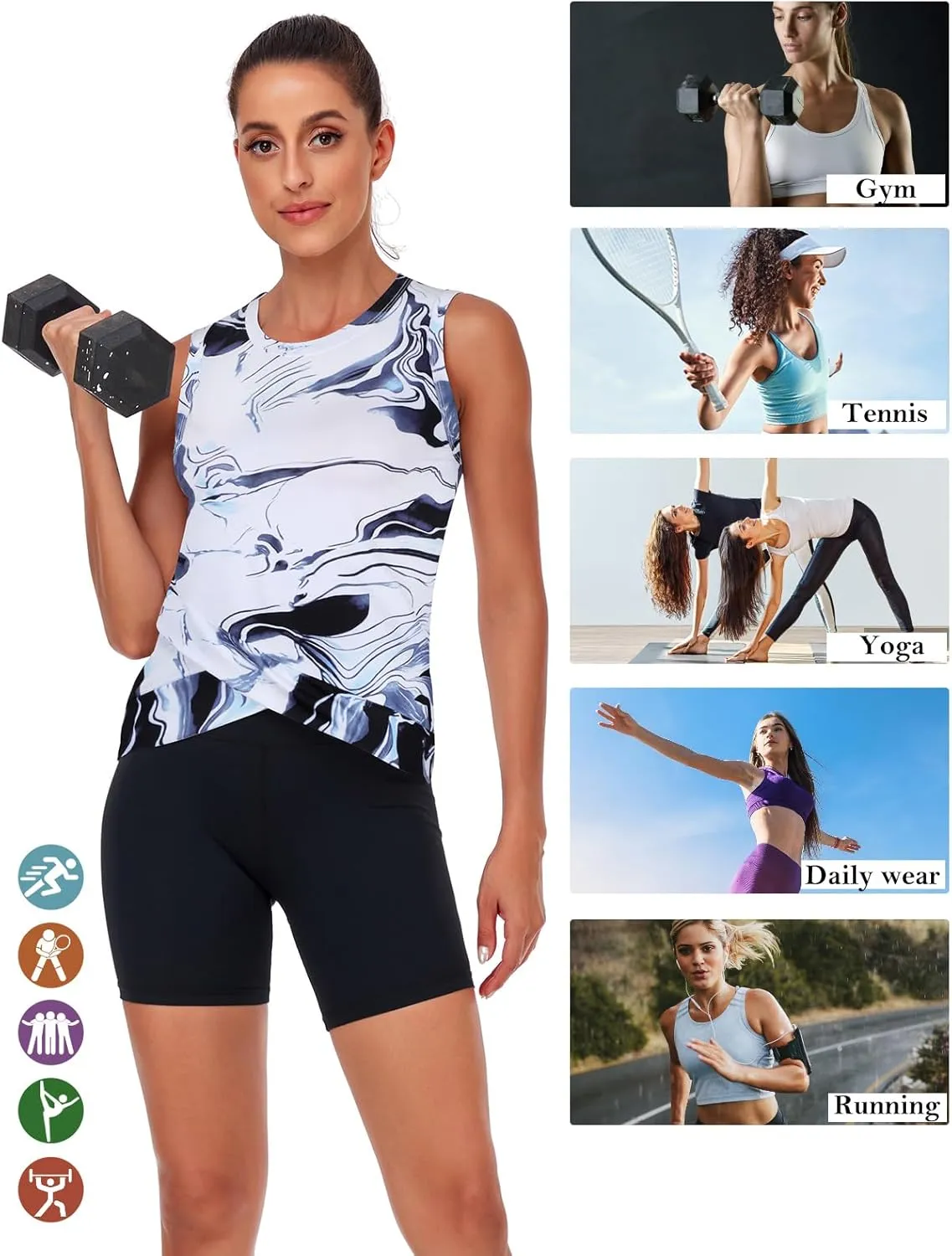 LURANEE Women's Workout Athletic Tank Tops Quick Dry Sun Protection Yoga Gym Crop Sleeveless Shirts