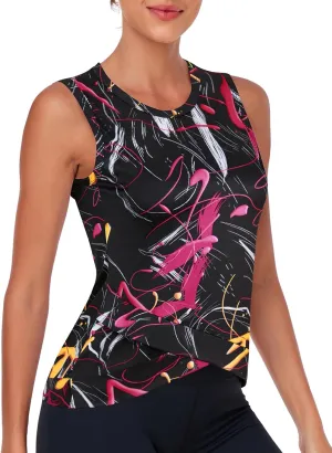 LURANEE Women's Workout Athletic Tank Tops Quick Dry Sun Protection Yoga Gym Crop Sleeveless Shirts