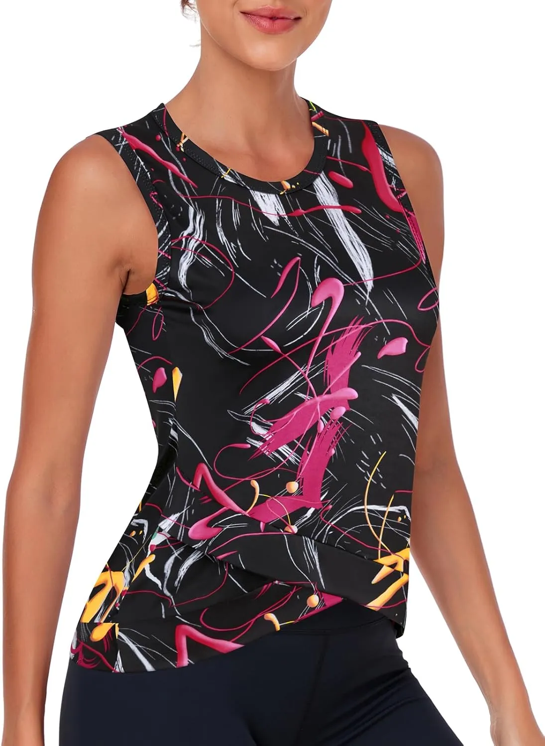 LURANEE Women's Workout Athletic Tank Tops Quick Dry Sun Protection Yoga Gym Crop Sleeveless Shirts