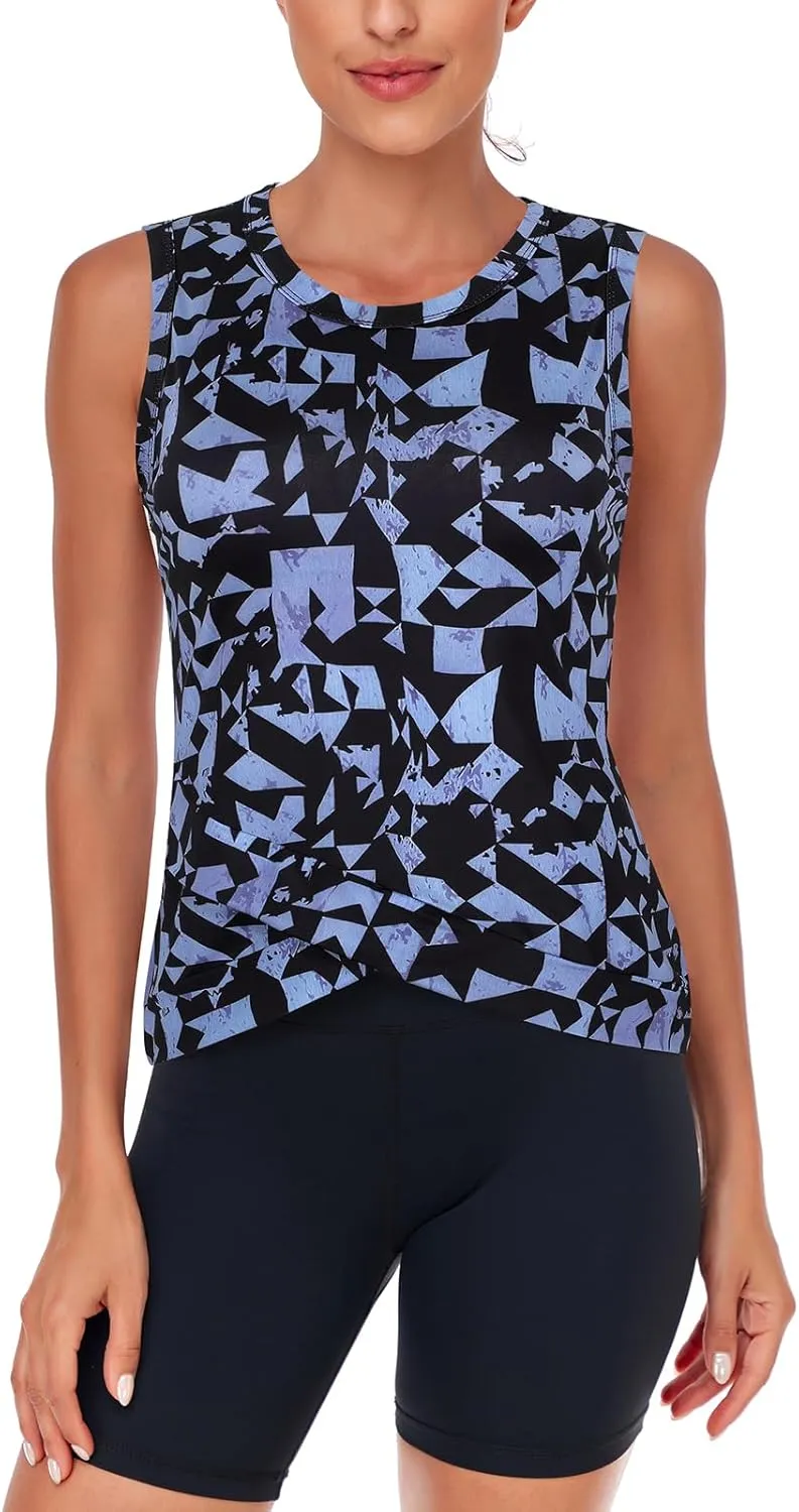 LURANEE Women's Workout Athletic Tank Tops Quick Dry Sun Protection Yoga Gym Crop Sleeveless Shirts